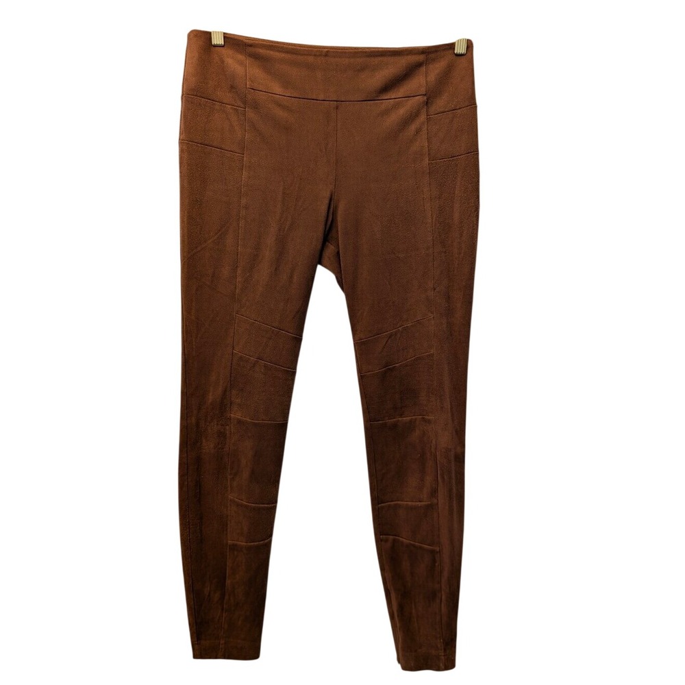 Sundance Faux Suede Moto Leggings Womens 8 Brown Excellent Zippers Seamed Pants